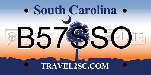B57SSO South Carolina License Plate