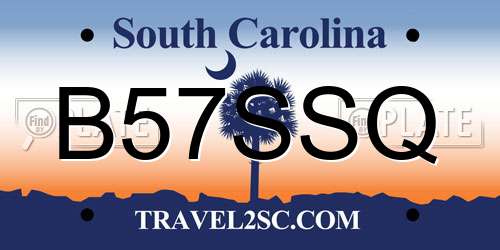 B57SSQ South Carolina License Plate