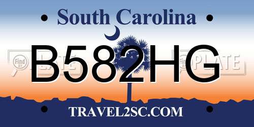 B582HG South Carolina License Plate