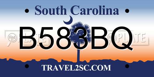 B583BQ South Carolina License Plate