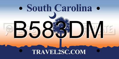 B583DM South Carolina License Plate