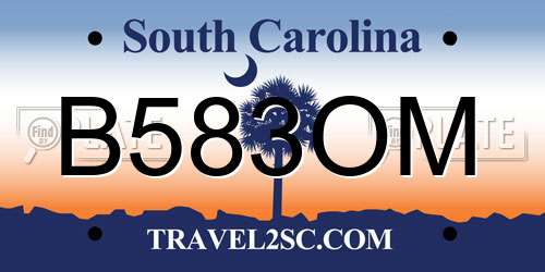 B583OM South Carolina License Plate