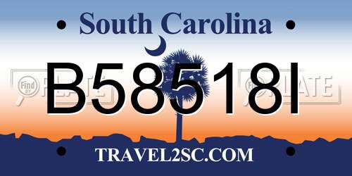B58518I South Carolina License Plate