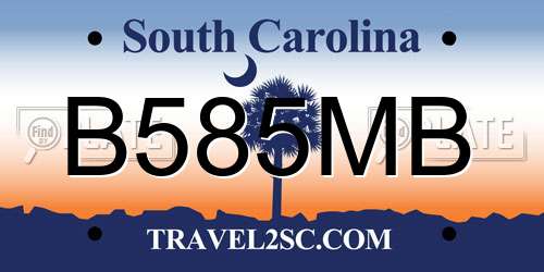 B585MB South Carolina License Plate