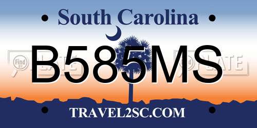 B585MS South Carolina License Plate