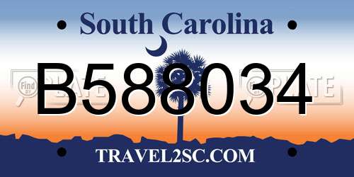 B588034 South Carolina License Plate