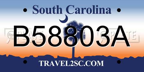 B58803A South Carolina License Plate