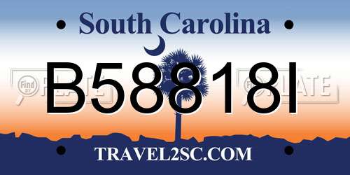 B58818I South Carolina License Plate