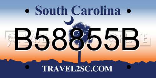 B58855B South Carolina License Plate