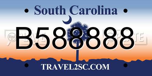 B588888 South Carolina License Plate