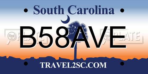 B58AVE South Carolina License Plate