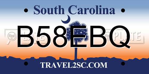 B58EBQ South Carolina License Plate