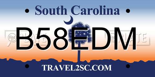 B58EDM South Carolina License Plate