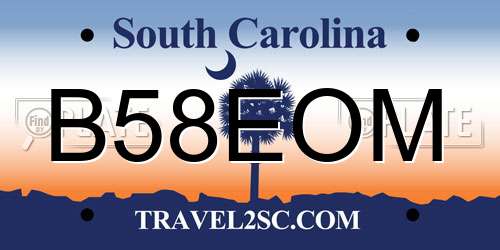 B58EOM South Carolina License Plate