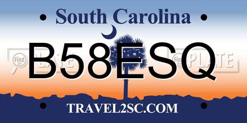B58ESQ South Carolina License Plate