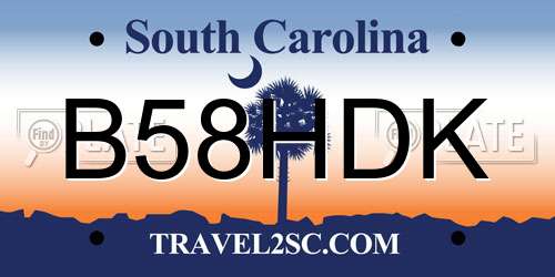 B58HDK South Carolina License Plate