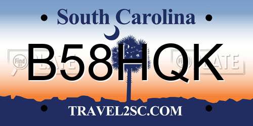 B58HQK South Carolina License Plate