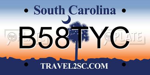 B58TYC South Carolina License Plate