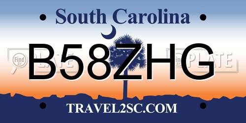B58ZHG South Carolina License Plate