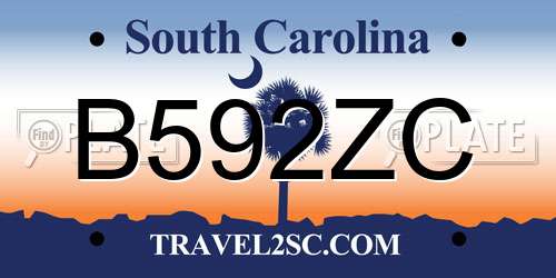 B592ZC South Carolina License Plate