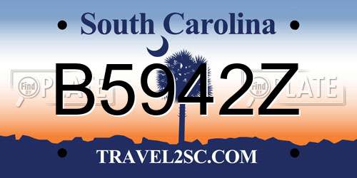 B5942Z South Carolina License Plate