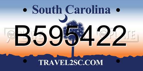 B595422 South Carolina License Plate