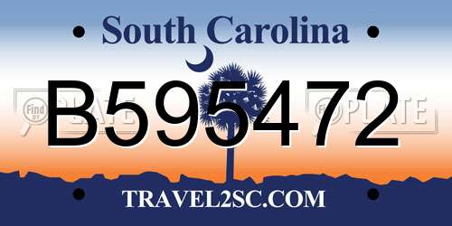 B595472 South Carolina License Plate