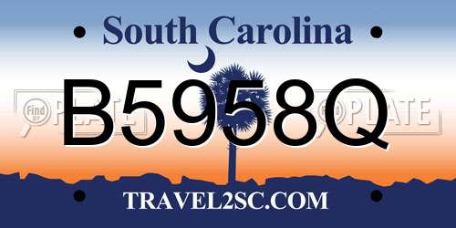 B5958Q South Carolina License Plate