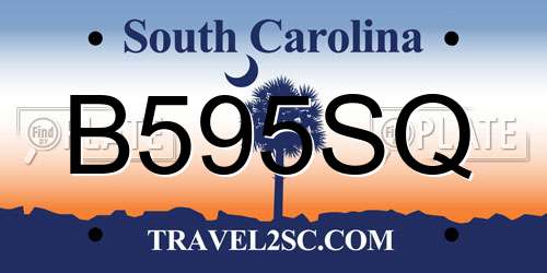 B595SQ South Carolina License Plate