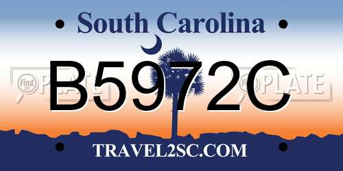 B5972C South Carolina License Plate