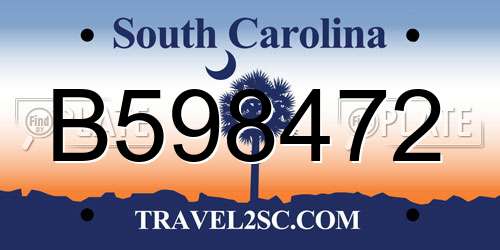 B598472 South Carolina License Plate