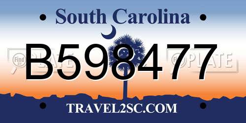 B598477 South Carolina License Plate