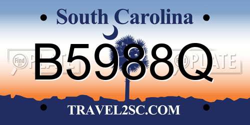 B5988Q South Carolina License Plate
