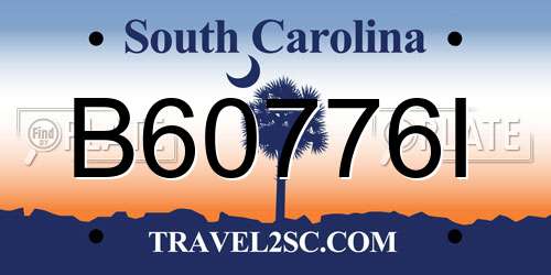 B60776I South Carolina License Plate