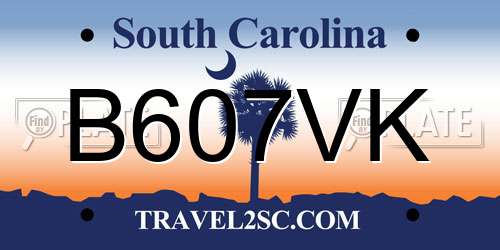 B607VK South Carolina License Plate