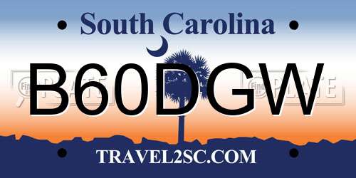B60DGW South Carolina License Plate