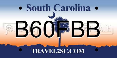 B60FBB South Carolina License Plate