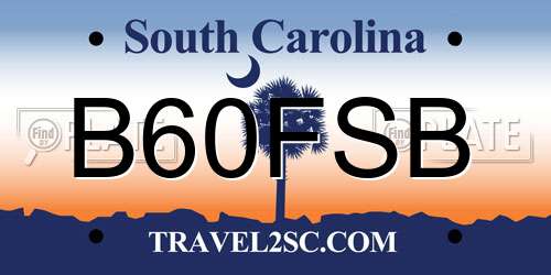 B60FSB South Carolina License Plate