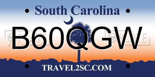B60QGW South Carolina License Plate