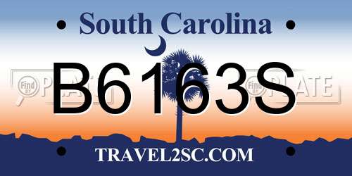 B6163S South Carolina License Plate