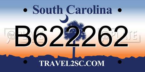 B622262 South Carolina License Plate
