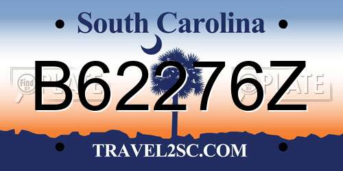 B62276Z South Carolina License Plate