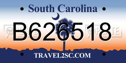 B626518 South Carolina License Plate