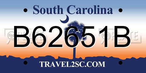 B62651B South Carolina License Plate