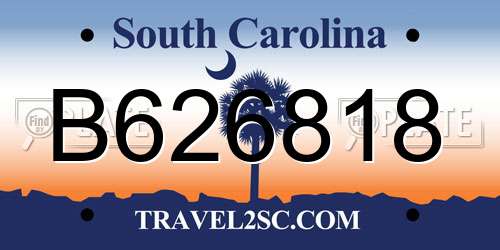 B626818 South Carolina License Plate