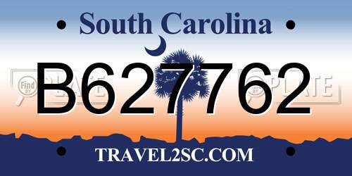 B627762 South Carolina License Plate