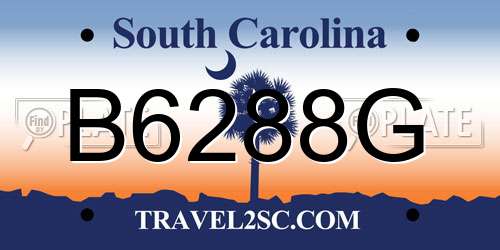 B6288G South Carolina License Plate