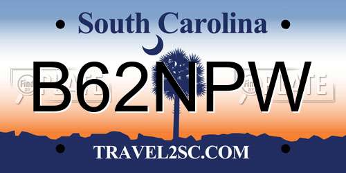 B62NPW South Carolina License Plate