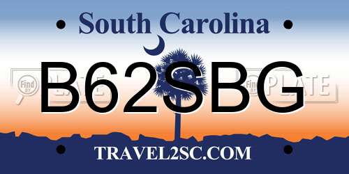 B62SBG South Carolina License Plate