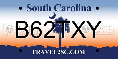 B62TXY South Carolina License Plate